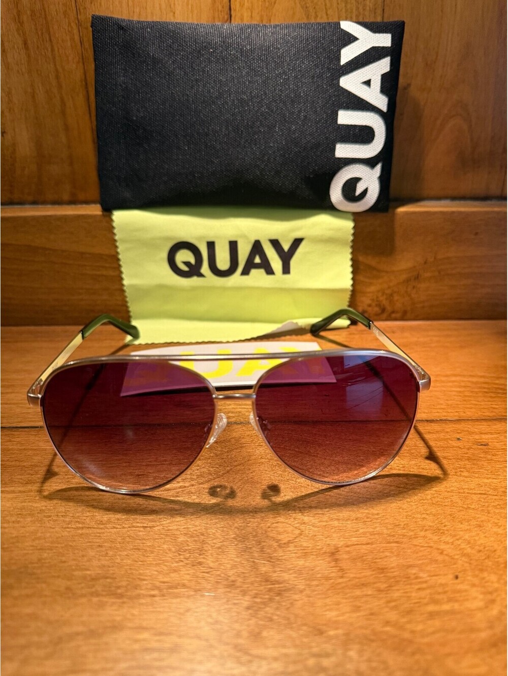 New Quay Vivienne Aviator Sunglasses with Brown Gradient Lenses
